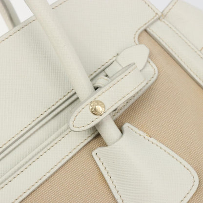 Prada Cuir Frame Convertible Canvas and Saffiano Leather, Beige, Canvas, Tote Bag