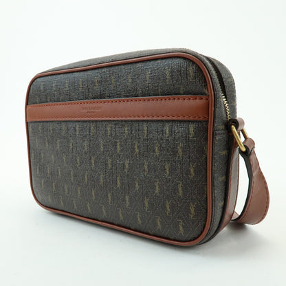 Saint Laurent Le Monogramme Camera Monogram All Over Coated Canvas and Leather, Brown, Canvas, Handbag