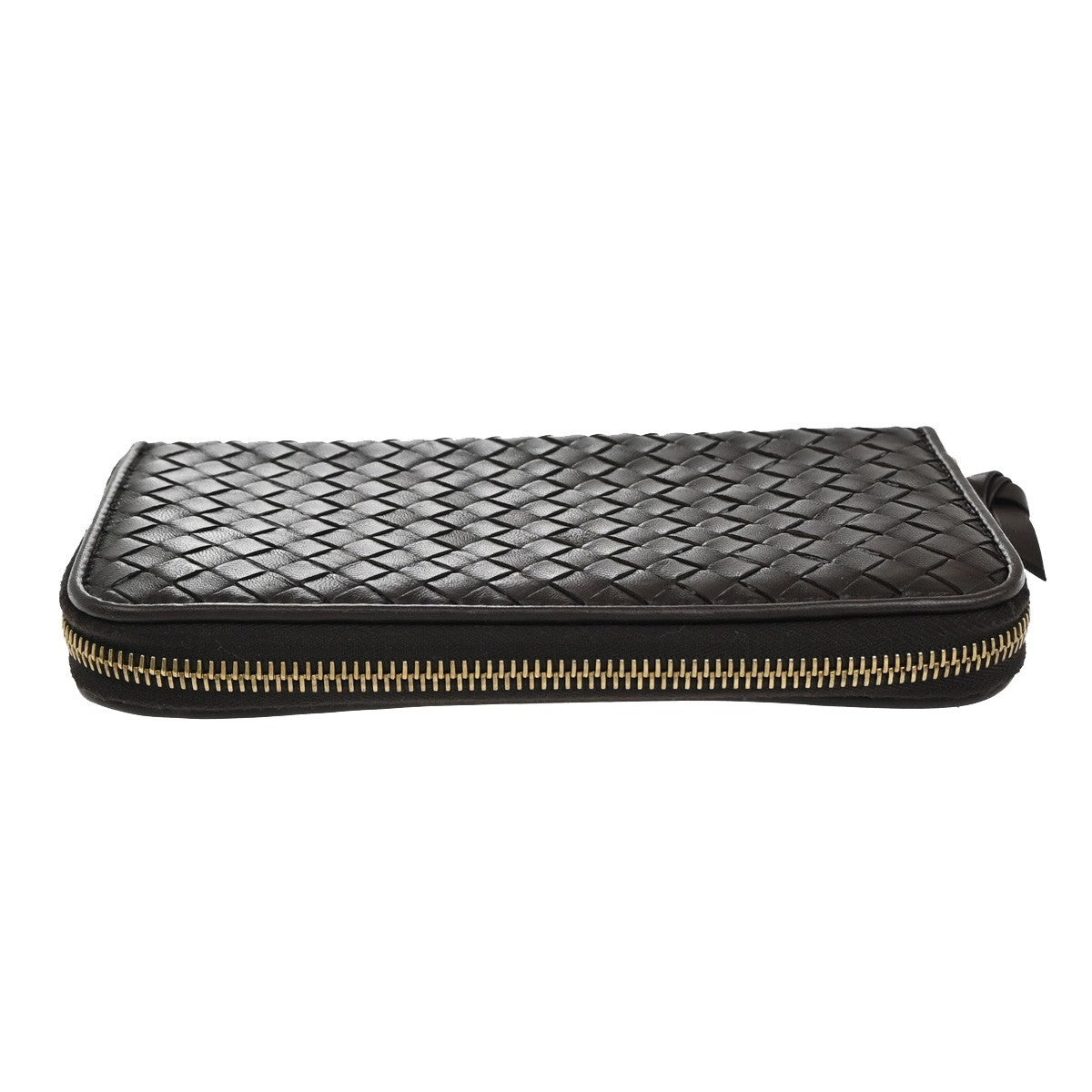 Bottega Veneta Intrecciato Long Zip Leather, Brown, Leather, Wallet
