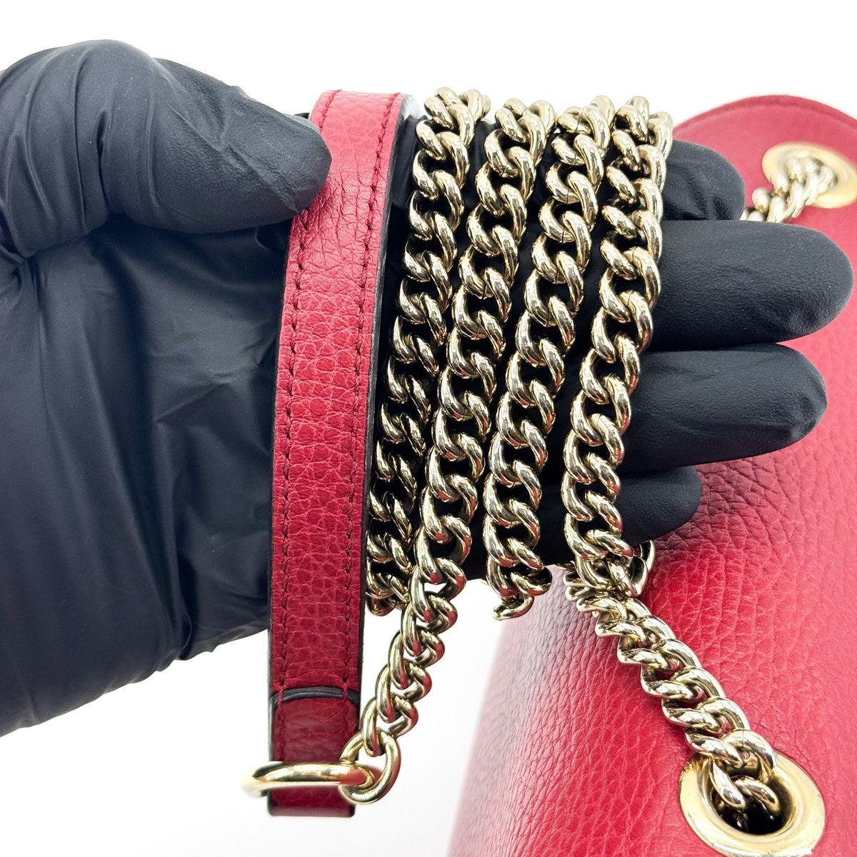 Gucci Interlocking Leather, Red, Leather, Shoulder Bag