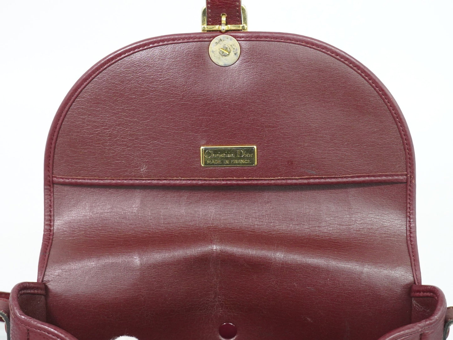 Christian Dior Vintage CD Flap Leather, Burgundy, Leather, Shoulder Bag