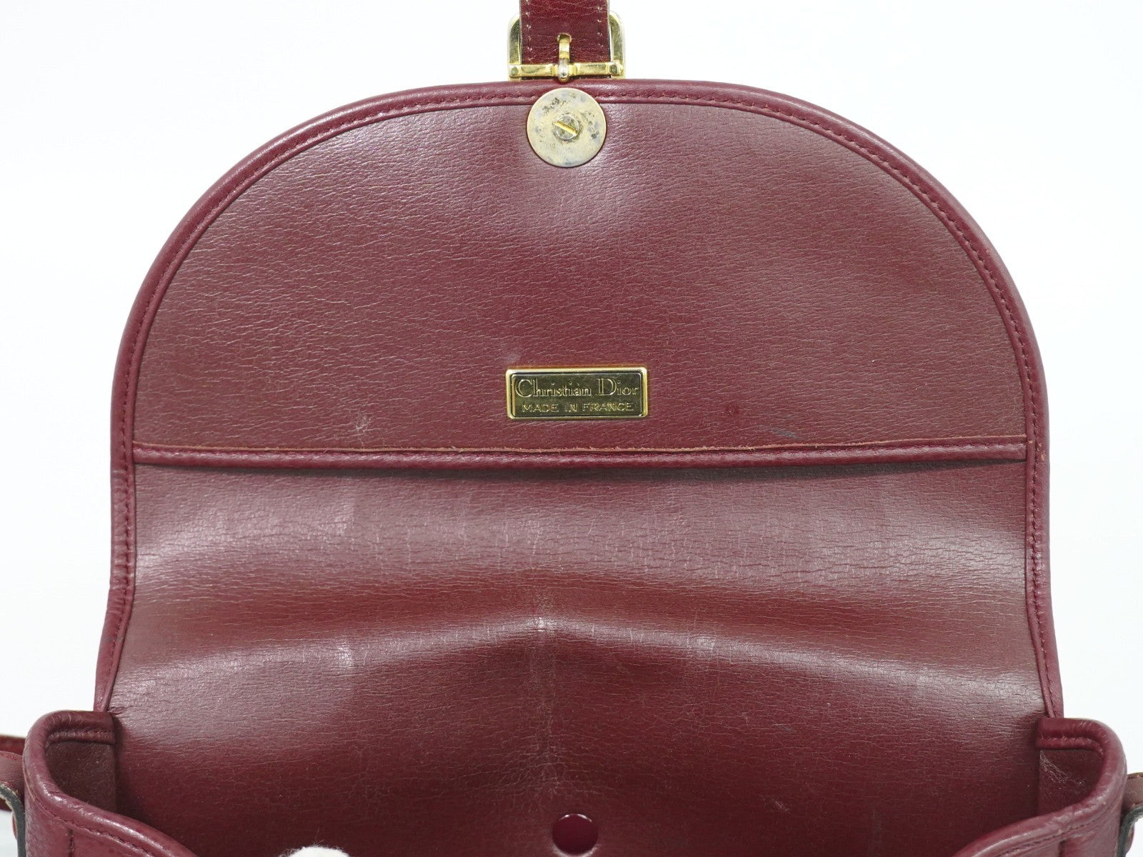 Christian Dior Vintage CD Flap Leather, Burgundy, Leather, Shoulder Bag