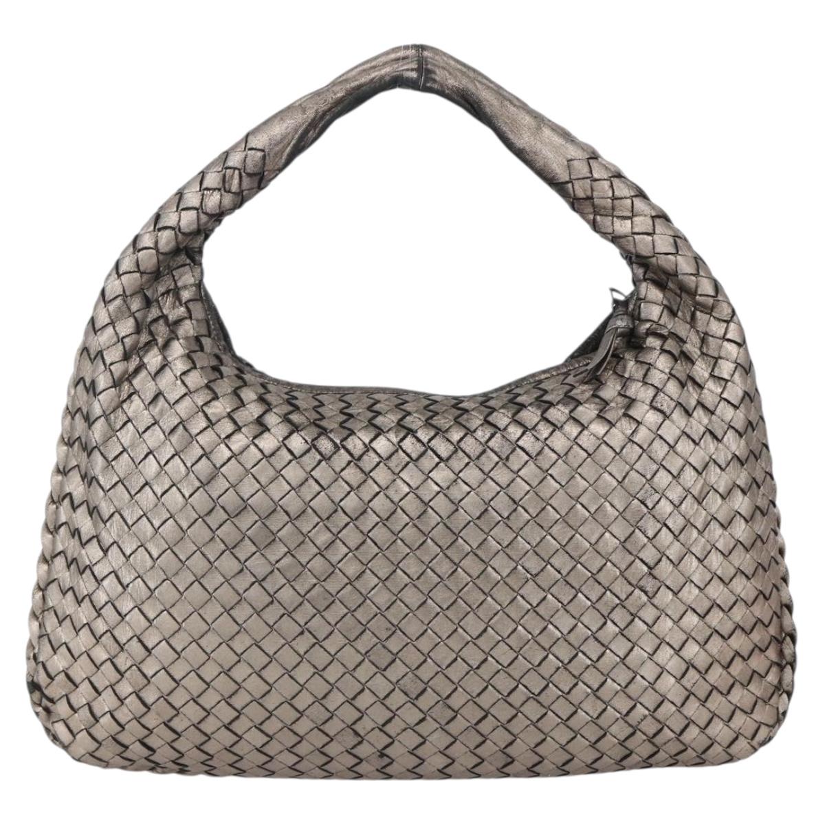 Bottega Veneta Veneta Hobo Quilted Leather, SILVER, LEATHER, Handbag