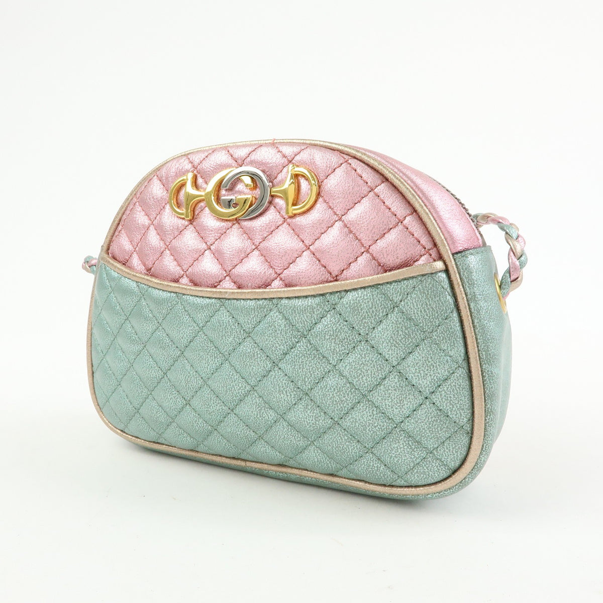 Gucci Trapuntata Camera Quilted Laminated Leather, Pink, Leather, Handbag