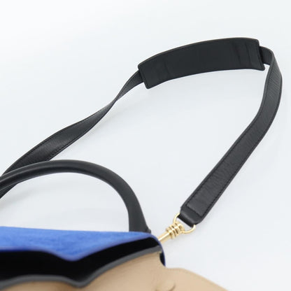 Celine Trapeze Leather with Suede, Blue, Leather, Handbag