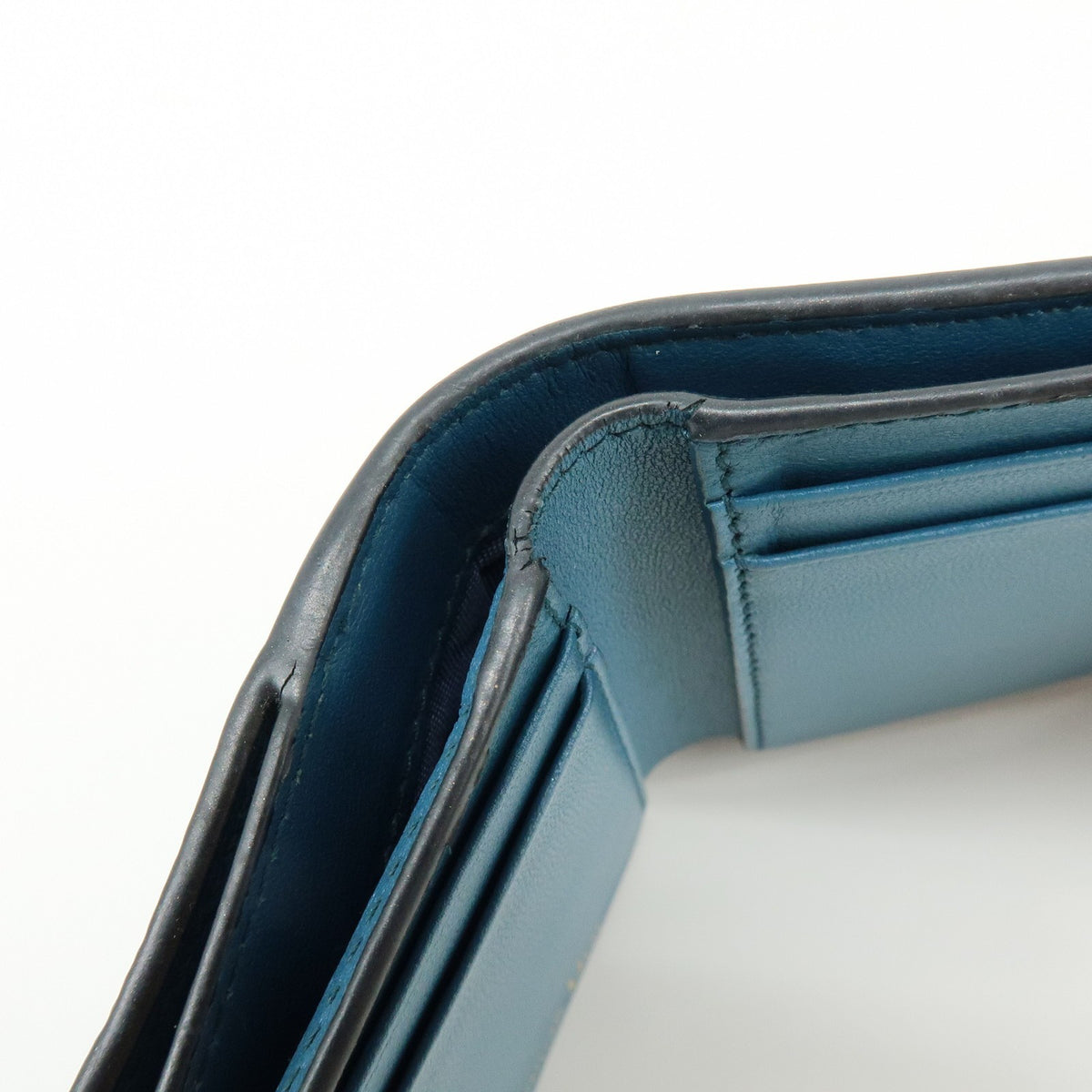 Christian Dior Saddle Flap Leather, Blue, Leather, Wallet