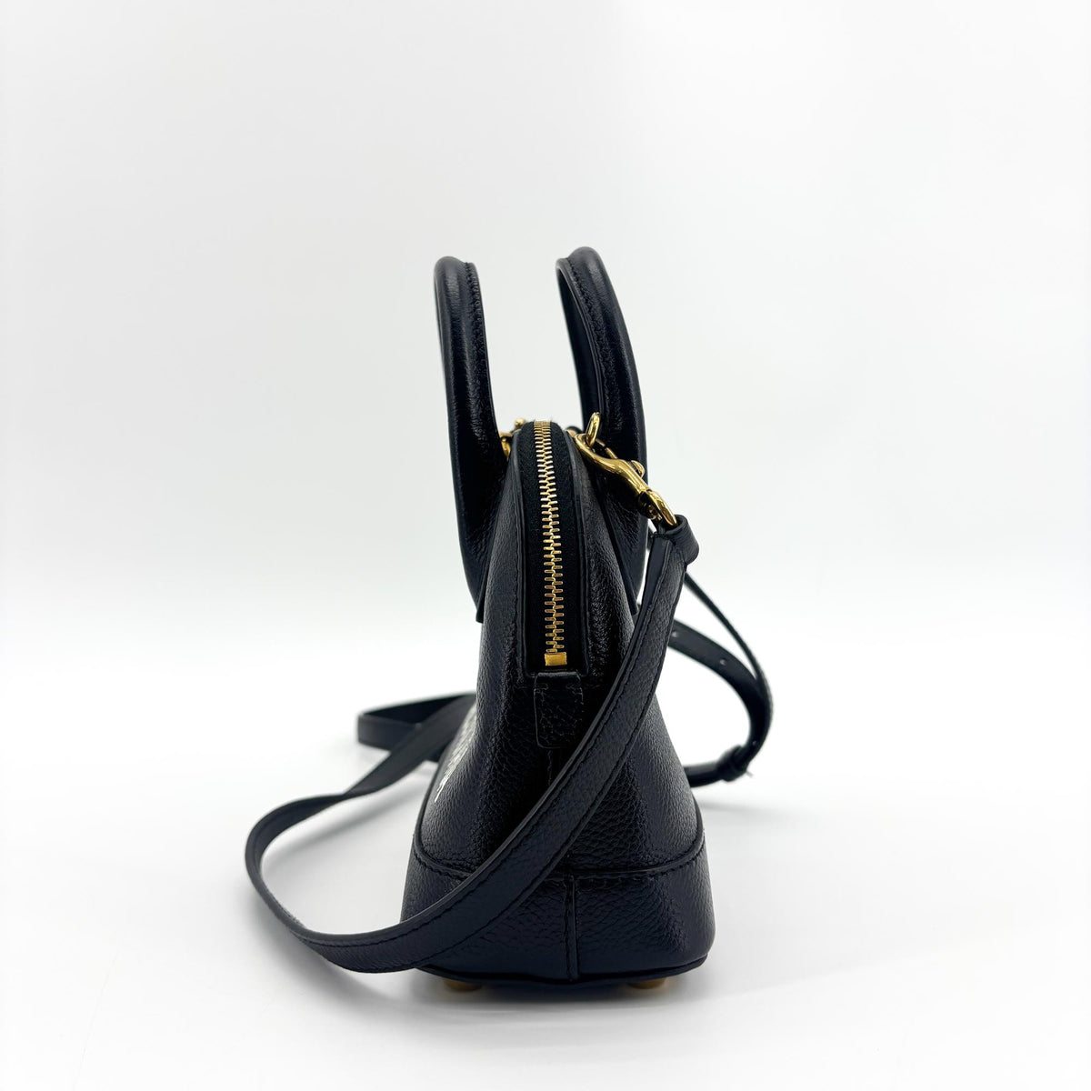 Balenciaga Logo Ville Leather, Black, Leather, Handbag