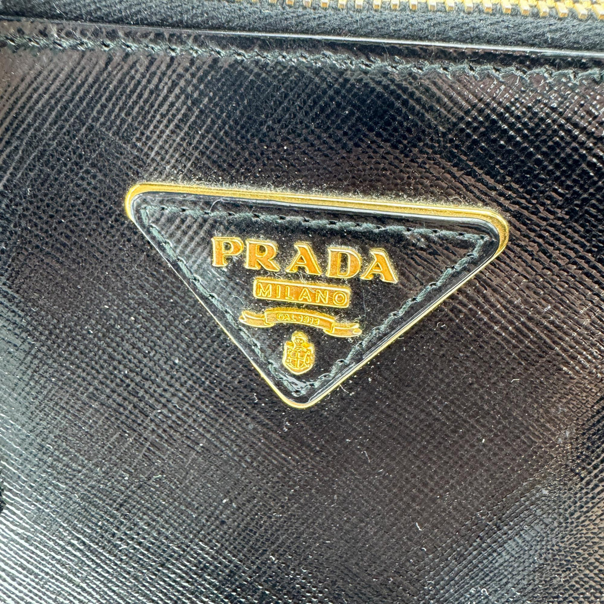 Prada Promenade Vernice Saffiano Leather, Black, Leather, Handbag