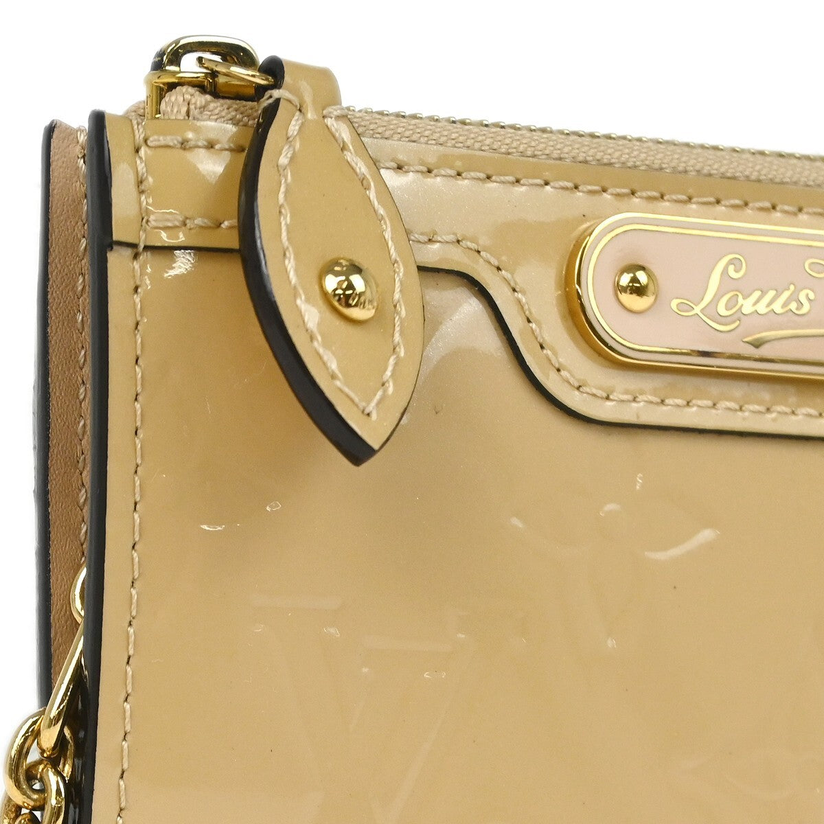 Louis Vuitton Pochette clés NM Monogram Vernis Patent Leather, Beige, Patent Leather, Wallet