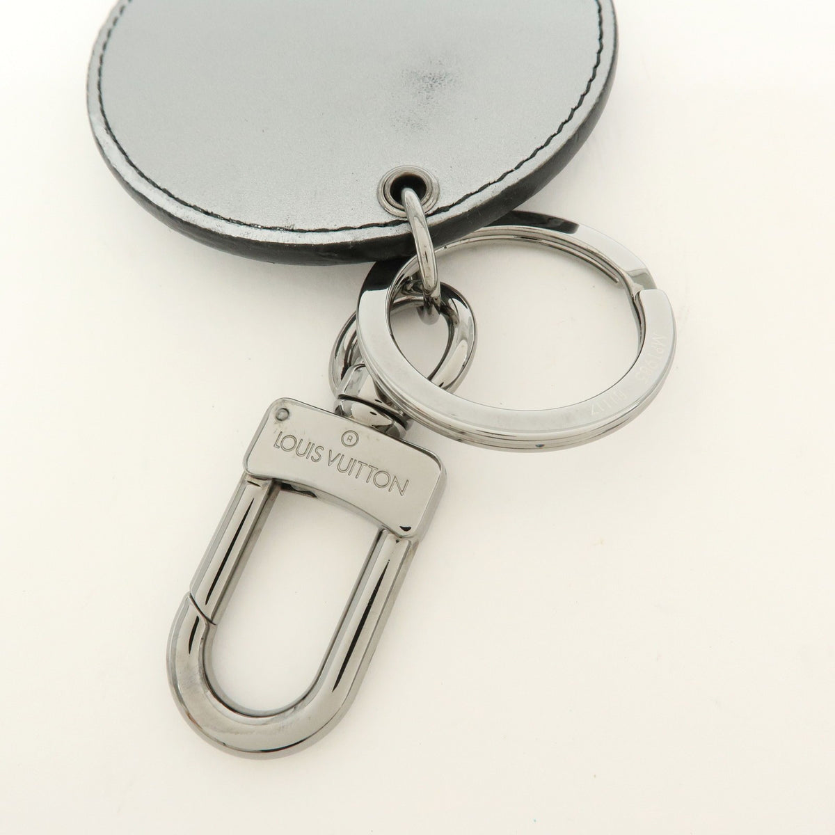 Louis Vuitton Round Bag Charm and Key Holder Reverse Monogram Eclipse None, Silver, Canvas, Charm