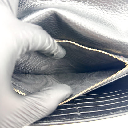 Gucci Interlocking Wallet on Chain Leather, Black, Leather, Shoulder Bag