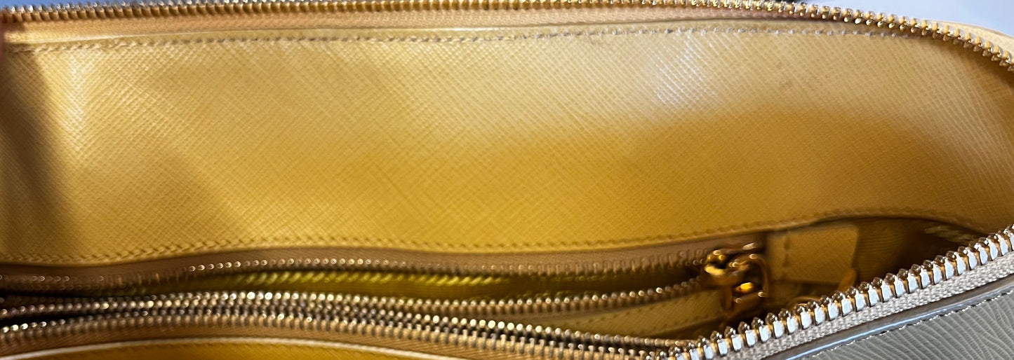 Prada Promenade Saffiano Leather, Yellow, Leather, Handbag