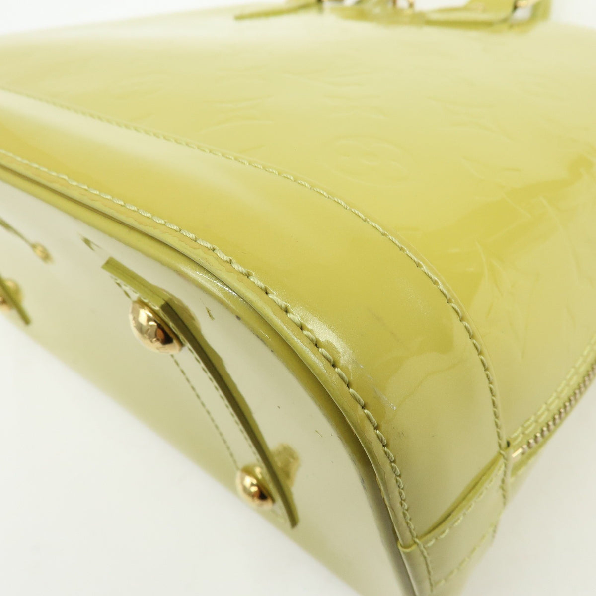 Louis Vuitton Alma Monogram Vernis, Green, Patent Leather, Handbag