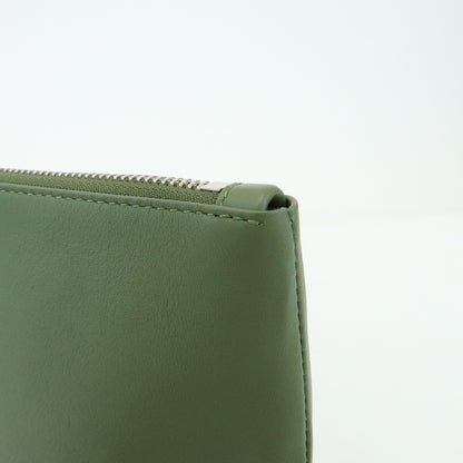 Loewe T Pouch Leather, Green, Leather, Clutch