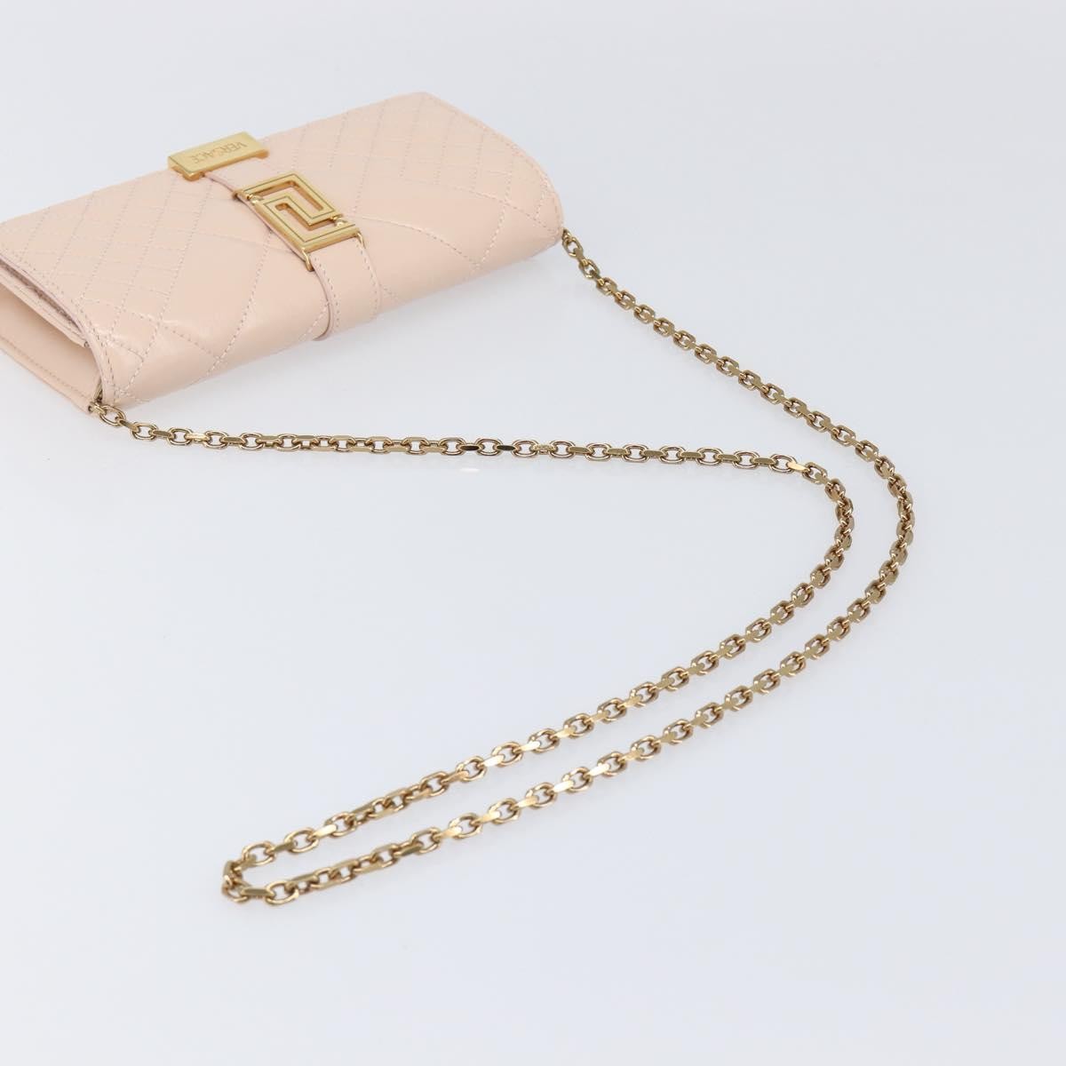 Versace Greca Goddess Convertible Clutch Leather, Pink, Leather, Shoulder Bag