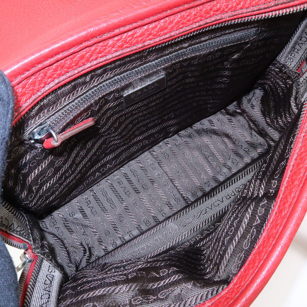 Prada Shoulder Leather, Red, Leather, Shoulder Bag
