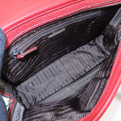 Prada Shoulder Leather, Red, Leather, Shoulder Bag