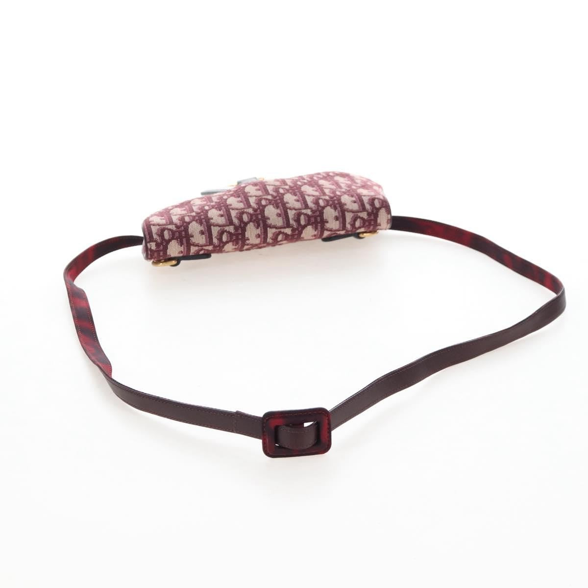 Christian Dior Saddle Belt Oblique Canvas, Burgundy, Canvas, Handbag