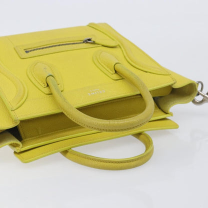 Celine Luggage Grainy Leather, Yellow, Leather, Handbag