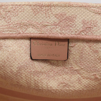 Christian Dior Book Embroidered Canvas, Pink, Canvas, Tote Bag