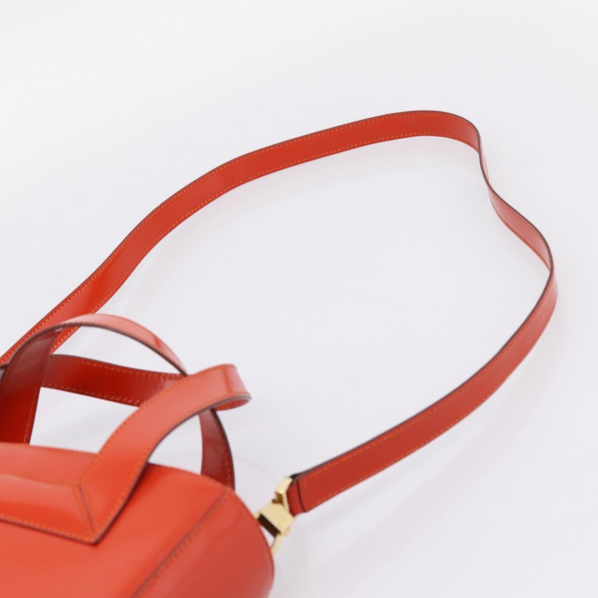 Celine Top Handle Leather, Orange, Leather, Handbag