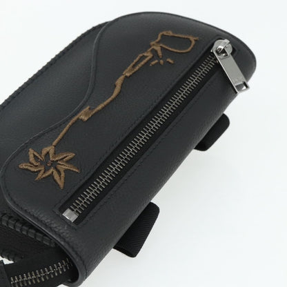 Christian Dior Saddle Pouch Belt Leather, Black, Leather, Clutch