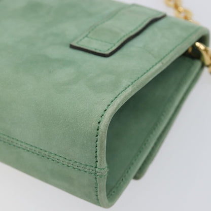 Salvatore Ferragamo Vala Chain Suede, Green, Suede, Shoulder Bag