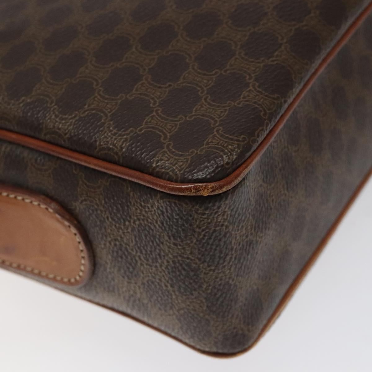 Celine Vintage Macadam Canvas and Leather, Brown, Canvas, Shoulder Bag