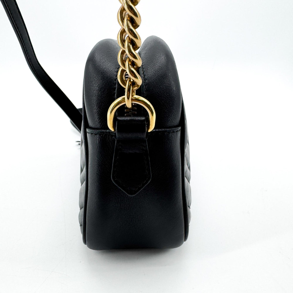Gucci GG Marmont Matelasse Leather, Black, Leather, Shoulder Bag