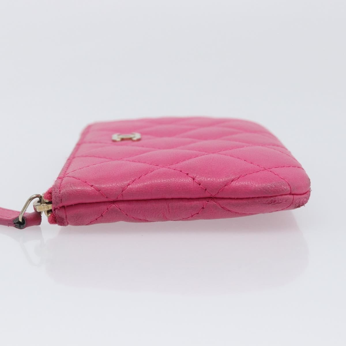 Chanel CC Zip Coin Purse Quilted Lambskin, Pink, Leather, Wallet