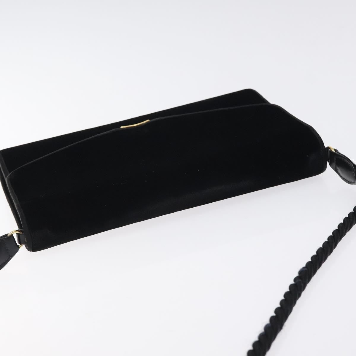 Gucci Vintage Flap Velvet, Black, Velvet, Shoulder Bag