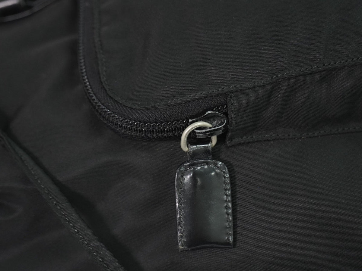 Prada Front Pocket Buckle Nylon, Black, Nylon, Backpack