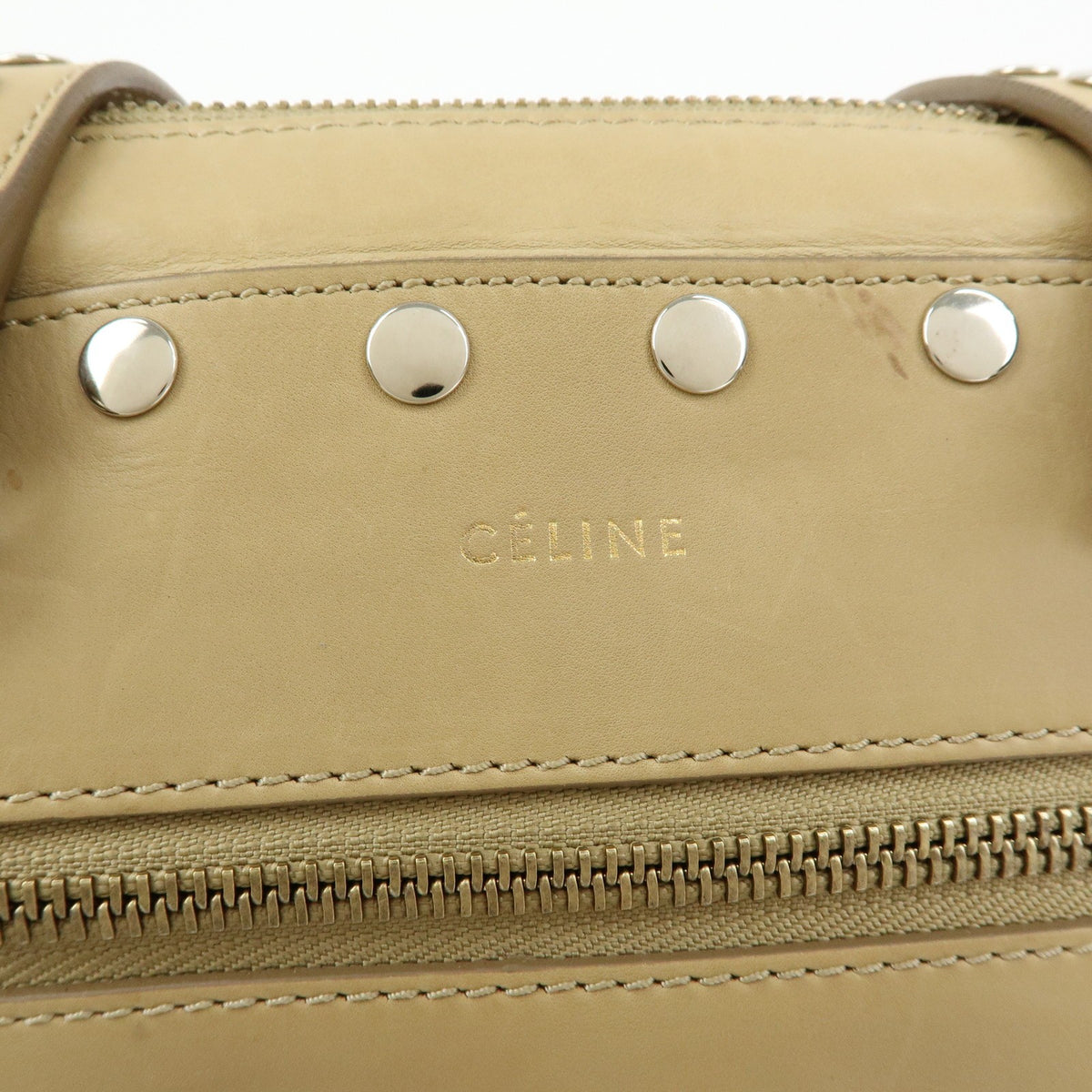 Celine Bowling Leather, Beige, Leather, Handbag