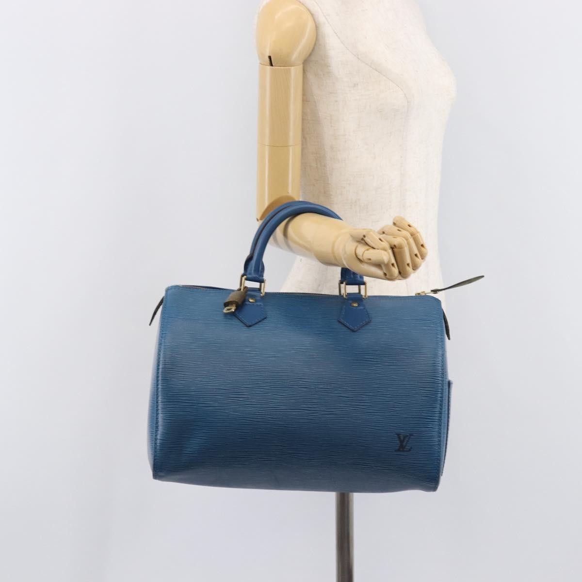 Louis Vuitton Speedy Epi Leather, Blue, Leather, Handbag