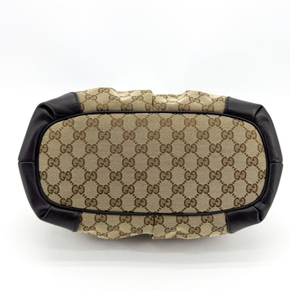 Gucci Sukey Top Handle Satchel GG Canvas with Leather, Brown, Canvas, Handbag