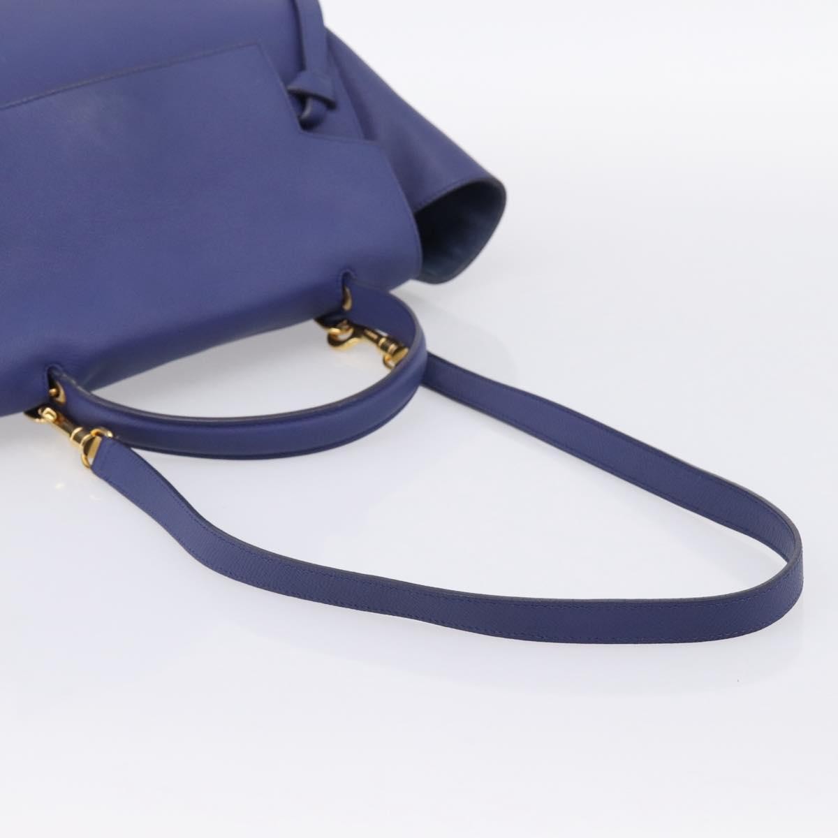 Celine Belt Leather, Blue, Leather, Handbag