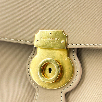 Burberry DK88 Top Handle Leather, Beige, Leather, Handbag