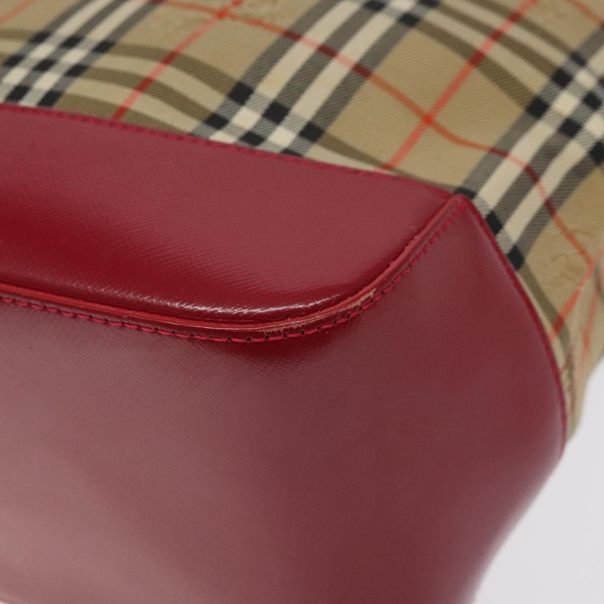Burberry Nova Check Tote Canvas and Leather, Red, Canvas, Tote Bag