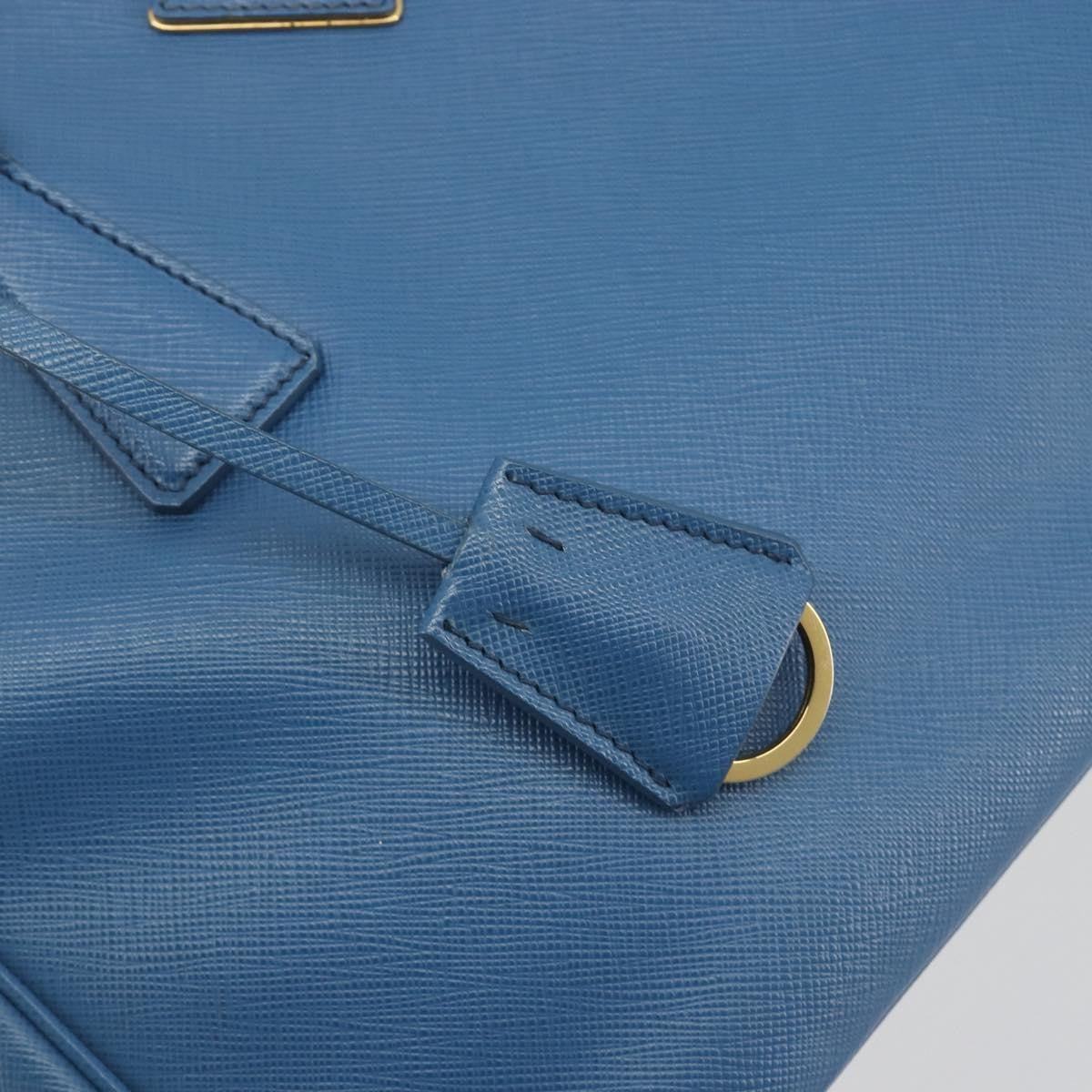 Prada Double Zip Lux Tote Saffiano Leather, Blue, Leather, Handbag