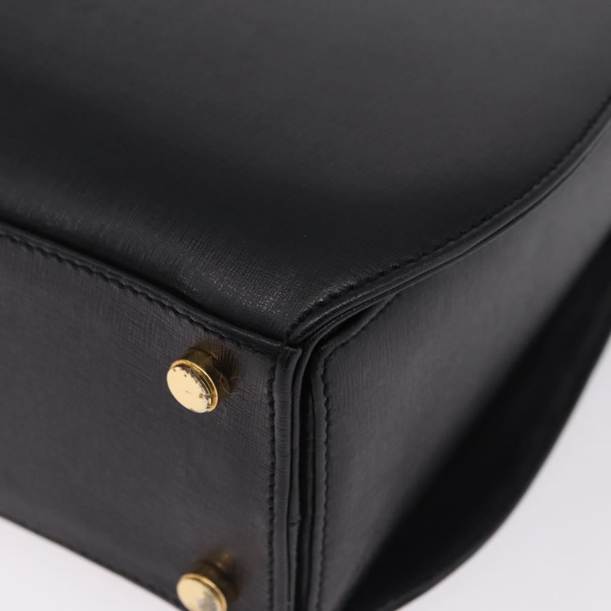 Salvatore Ferragamo Gancini Leather, Black, Leather, Handbag