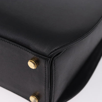Salvatore Ferragamo Gancini Leather, Black, Leather, Handbag