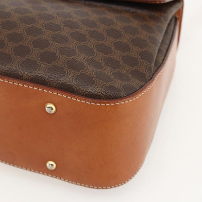 Celine Vintage Convertible Top Handle Macadam Coated Canvas, Brown, PVC, Handbag