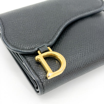 Christian Dior Saddle Lotus Leather, Black, Leather, Wallet
