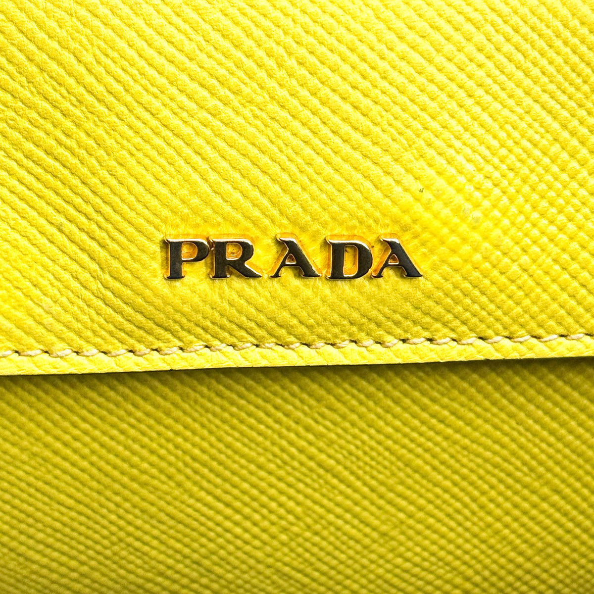 Prada Cuir Double Saffiano Leather, Yellow, Leather, Tote Bag