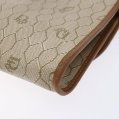 Christian Dior Vintage Honeycomb Flap Coated Canvas, Beige, PVC, Wallet