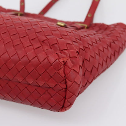 Bottega Veneta Belted Tote Intrecciato Nappa, Red, Leather, Tote Bag