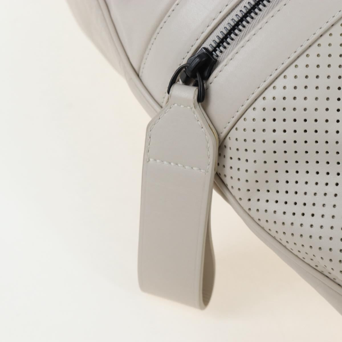 Bottega Veneta Drawstring Perforated Leather, Beige, Leather, Shoulder Bag