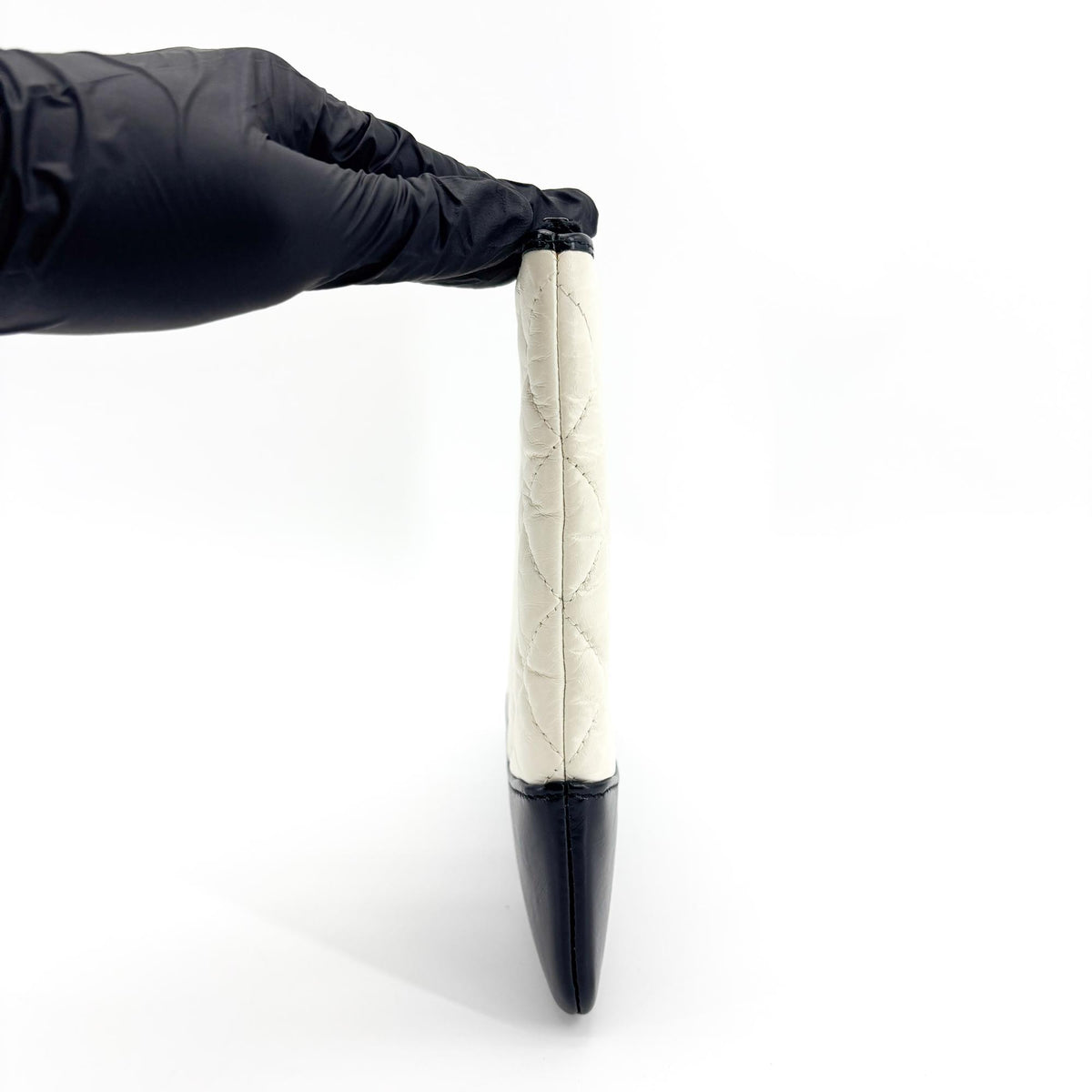Chanel Gabrielle O Case Clutch Quilted Aged Calfskin, Black, Leather, Clutch