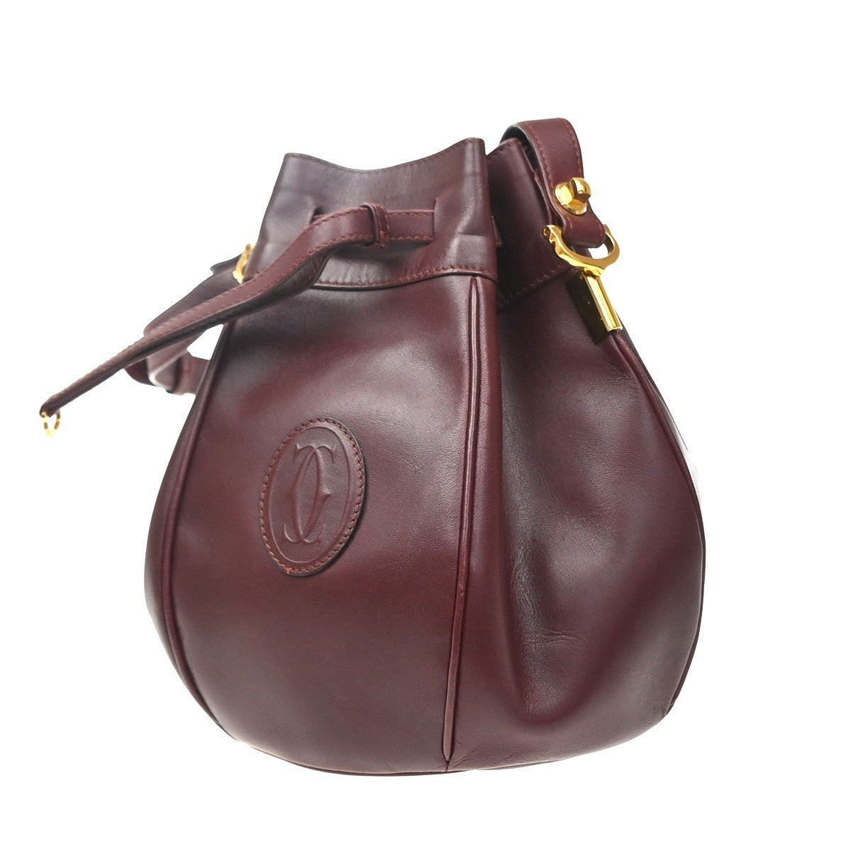 Cartier Must de cartier Leather, Burgundy, Leather, Shoulder Bag