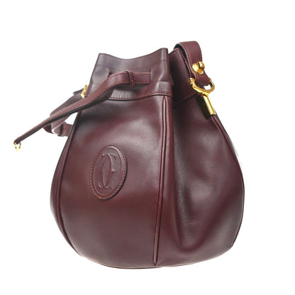 Cartier Must de cartier Leather, Burgundy, Leather, Shoulder Bag